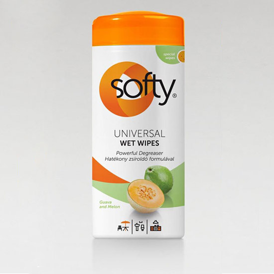 Softy - Universal 30 lapos dobozos törlőkendő zsíroldó formulával