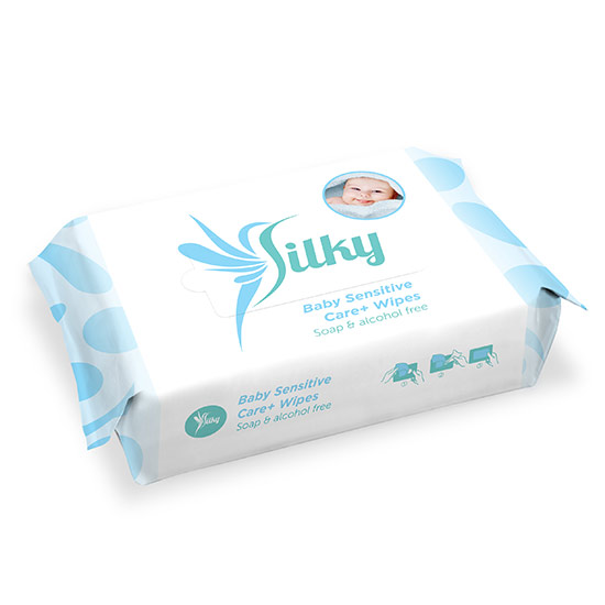 Silky - Silky Sensitive 65 lapos visszazárható ápoló baba törlőkendő