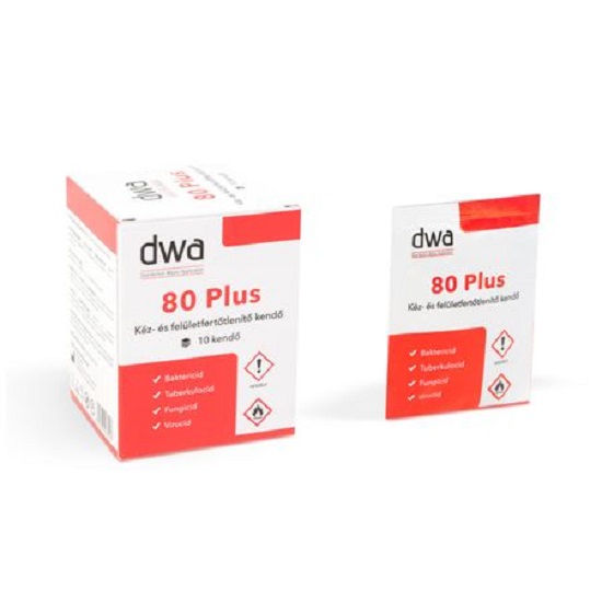 DWA - DWA 80 Plus kéz- és felületfertőtlenítő kendő 10×1 lap